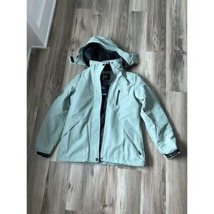 Women's Waterproof Mountain Ski Jacket Mint Green Fleece Lined Hooded Size S NWT